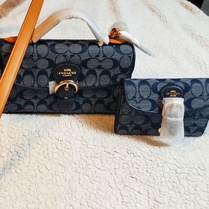 Coach Kleo shoulder bag w/matching Wallet Denim w/Signature C's